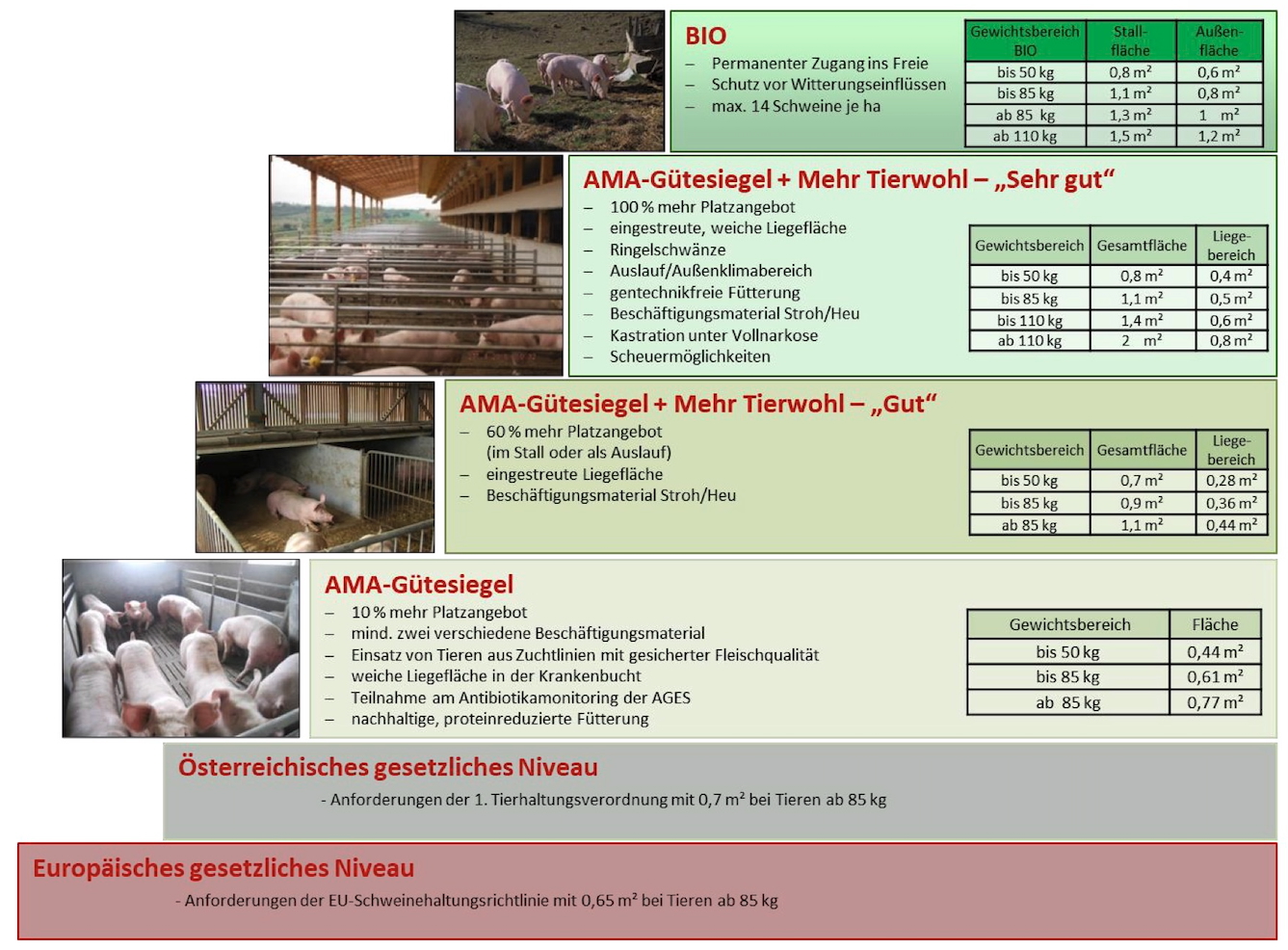 Haltungsformen in der österreichischen Schweinehaltung (AMA Marketing)