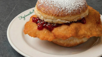 Erhältlich ist der „Wiener Krapfen“ ausschließlich am Faschingsdienstag, 17. Februar 2026. Verkauft wird die limitierte Spezialität im Lokal „Brioche & Brösel“ in der Wiener Rotenturmstraße 21, von 11.30 bis 22.00 Uhr. © Figlmüller